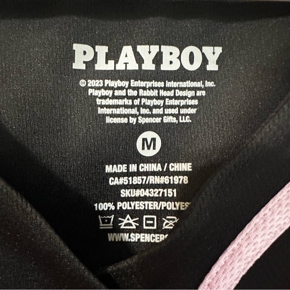 Playboy Crop Top Black Pink Baseball Shirt Jersey Raglan Bunny Logo Retro - Picture 2 of 3